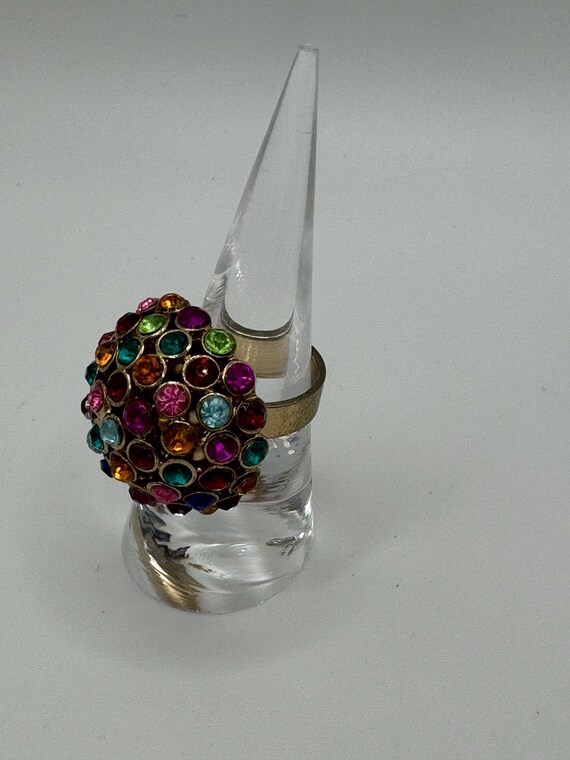 Vintage Rainbow Domed Statement Ring - image 10