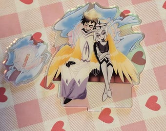 Hazbin Hotel - Figura acrílica arcoíris de Laúd y Adam GuitarSpear