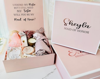 Pink Personalized Bridesmaid Proposal Box or Bridesmaid Gift Box-Favors Box| Maid of Honor Empty Gift Box