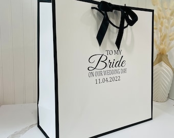To My  Bride On  Our Wedding Day Gift Bag / Groom Gift Bag / Groom Gift/ Empty Gift Bags with handle