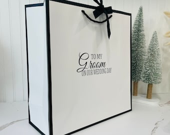 To My  Groom On  Our Wedding Day Gift Bag / Groom Gift Bag / Groom Gift/ Empty Gift Bags with handle