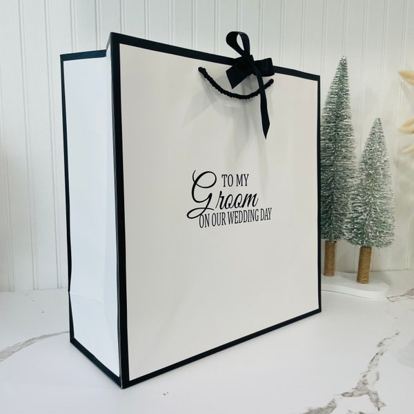 To My  Groom On  Our Wedding Day Gift Bag / Groom Gift Bag / Groom Gift/ Empty Gift Bags with handle