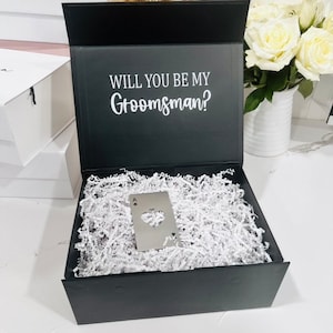 Personalized Name Groomsmen Box/ Best Man Empty Gift Box for Groomsmen Proposal or Groomsmen Favors