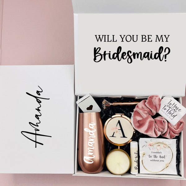 Empty White Personalized Bridesmaid Proposal Box| Maid of Honor Empty Gift Box or Bridesmaid Favor