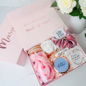 Pink Bridesmaid Gifts Box Set - Bridesmaid Proposal Box -