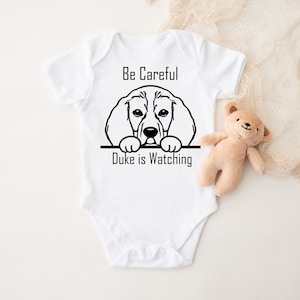 Be Careful Dog Onesie®, Protected By Dog Onesie®, Personalized Dog Onesie, Baby Shower Gift, Personalized Onesie®