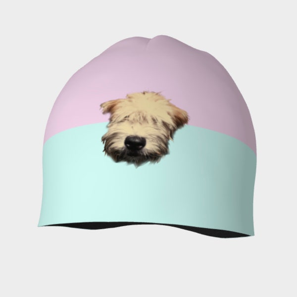 Wheaten Puppy kids tuque - pink & sky blue