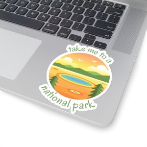 National Park Outdoors Camping Hiking Backpacking Travel Water Bottle Laptop Colorful Trees Kiss-Cut Sticker