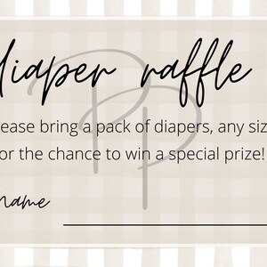 Khaki Gingham Diaper Raffle