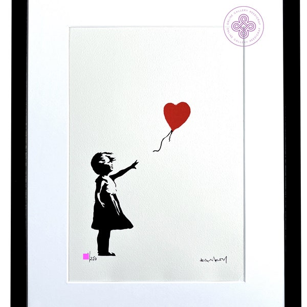 Von BANKSY signierte Lithographie – Mädchen mit Ballon. ZERTIFIKAT Original M Arts Edition, nummeriert 250, Street Art-Wandgemälde, Rattenmädchen-Ballon