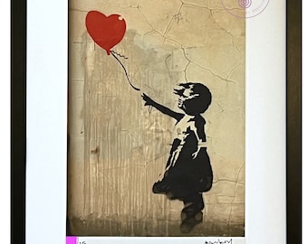Banksy fille avec un ballon Original M Arts Edition Lithographie Signée Numérotée 250 CADRE INCLUS streetart invader shepard obey poster art