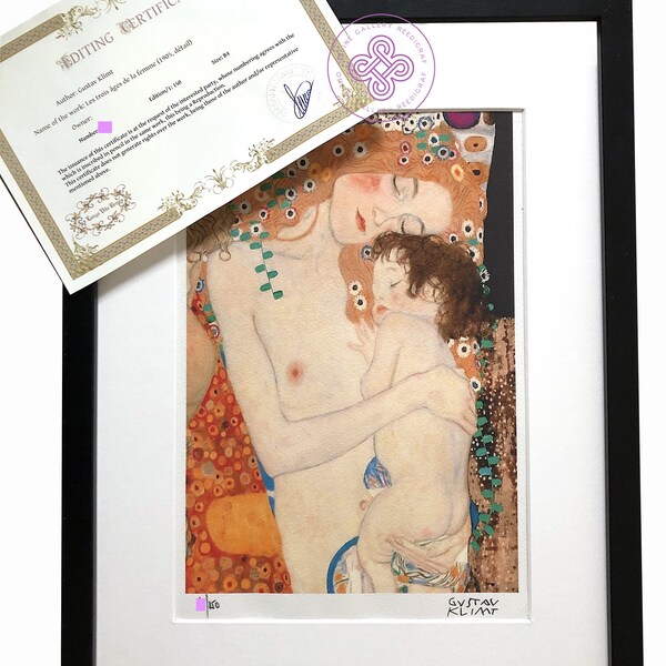 KLIMT Gustav - Les trois ages de la femme - Lithographie CERTIFICATE Original M Arts Edition Signée Numérotée /150 peinture art nouveau