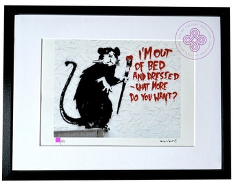 Banksy - I'am Out of Bed - Original M Arts Edition Lithograph Signed Numbered /150 FRAME INCLUDED wall art home deco painting rat streetart