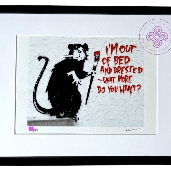 Banksy - I'am Out of Bed - Original M Arts Edition Lithographie Signée Numérotée /150 CADRE INCLUS wall art home deco tableau rat streetart