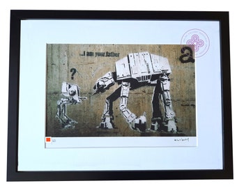 BANKSY - I'am your father - lithograph CERTIFICATE Original M Arts Edition Signed Numbered 150 Framed (Banksy Art, wall, star wars, obey)