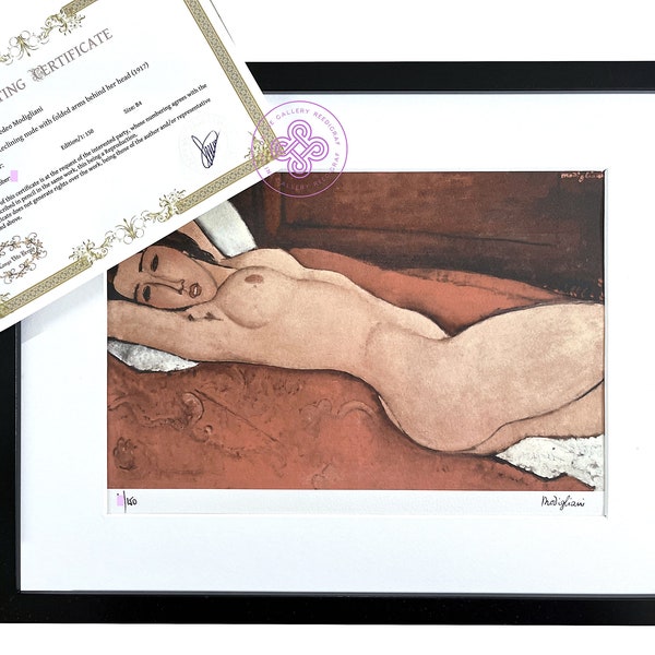 MODIGLIANI signé - Reclining nude - Lithographie CERTIFICATE Original M Arts Edition Signé Numérotée limitée peinture nouveau poster affiche