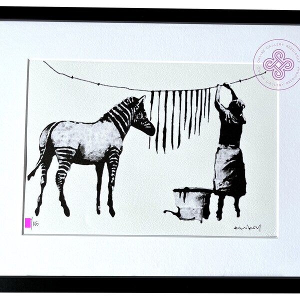 Banksy - Zebra - Original M Arts Edition Signed Lithograph Numbered /150 FRAME INCLUDED Painting stretart home decoration not shepard obey