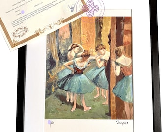 DEGAS signé - Danseuse en rose et vert - Lithographie CERTIFICATE Original M Arts Edition Signé Numérotée limitée peinture nouveau poster
