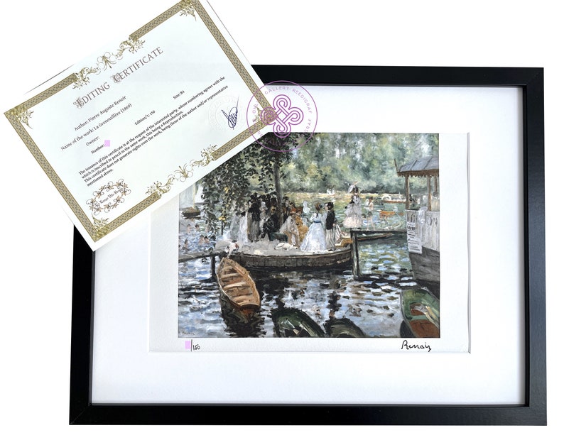 RENOIR La grenouillere Lithograph CERTIFICATE Original M Arts Signed Edition Numbered /150 image 1