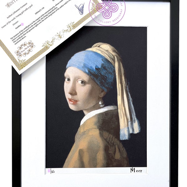 VERMEER - Young girl with a perl - Lithographie CERTIFICATE Original M Arts Edition Signée Numérotée /150 peinture art poster home decor art