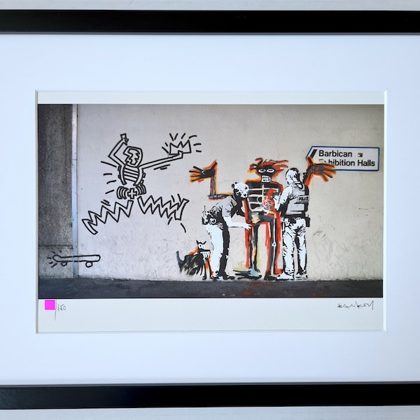 BANKSY lithographie signée "Portait of Basquiat" CERTIFICAT Original M Arts Edition Numérotée street Art wall fille ballon dismaland no obey