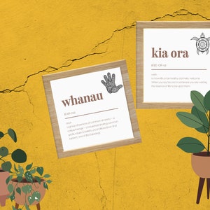 Wall Art Printables, Kia Ora (Hello) & Whanau (Family) Maori Definitions, Digital download, Maori language,