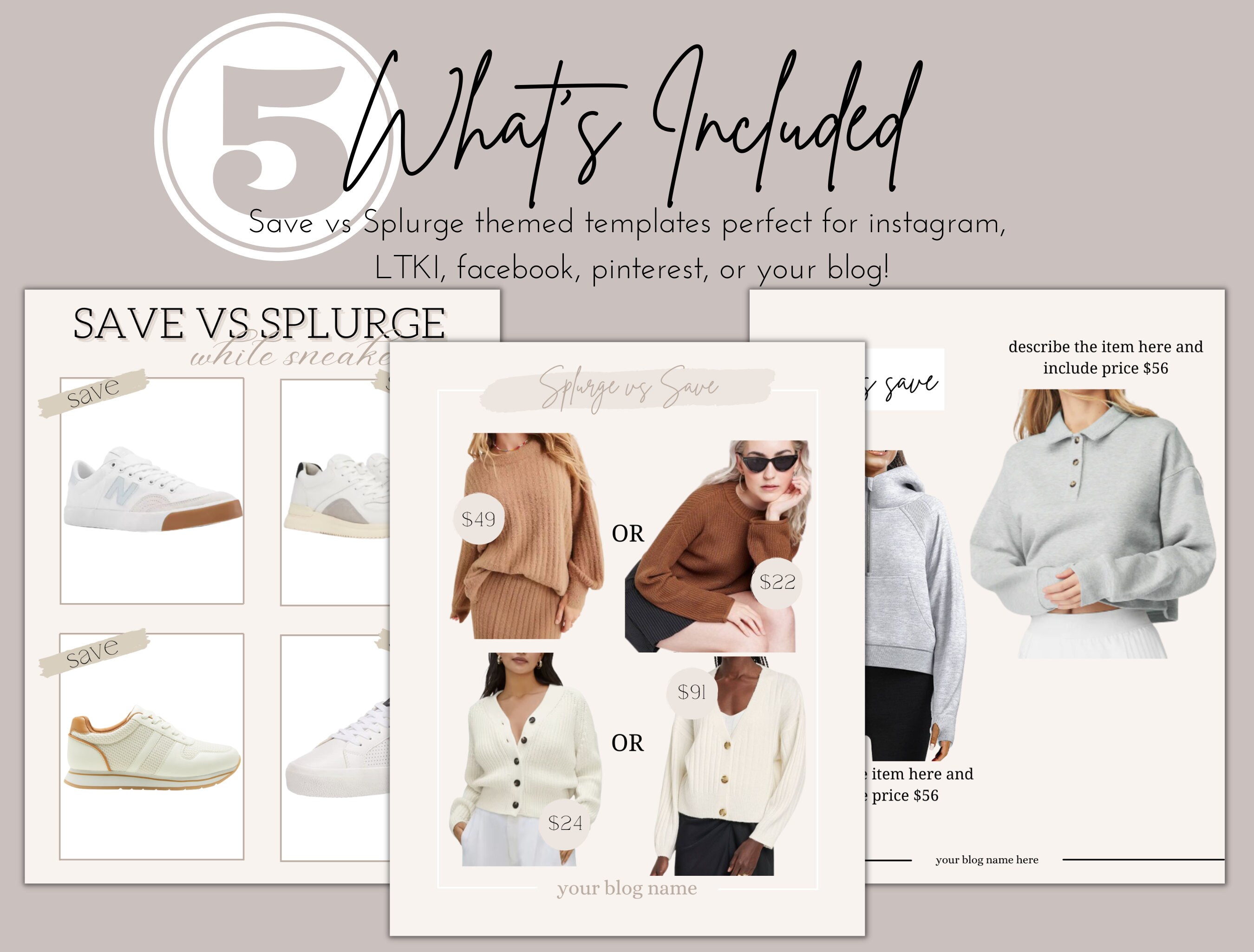 LTK Canva Template, Neutral Liketoknowit Collage, Influencer Collage  Template, LTK Template, Blogger Template, Save Vs Splurge Template Pack -  Etsy