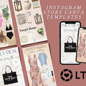 Four Instagram Story Canva Templates, Like To Know It Canva Templates, Textured Background Collage, LTK Templates, Social Media, IG Stories