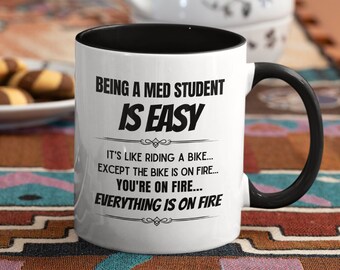 Taza divertida para estudiantes de medicina / Frase de "Bicicleta en llamas"