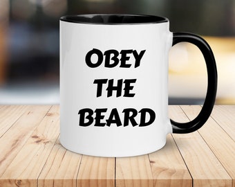 Taza "Obedece a la barba", regalo divertido para hombres barbudos