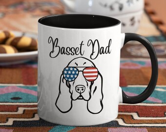 Taza de café para papá con diseño de Basset Hound, regalo único para amantes de los perros
