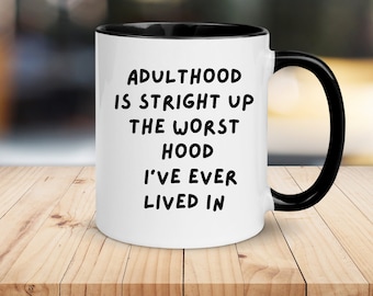 Taza de oficina divertida con la frase "Adultez", regalo para compañeros de trabajo
