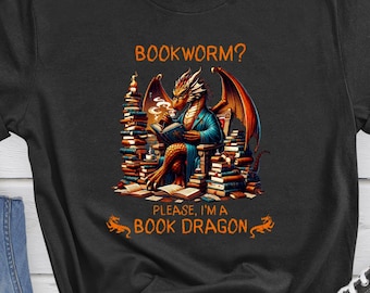 ¿Ratón de biblioteca? Soy un dragón de libros. Camiseta para amantes de los libros, divertida, ideal como regalo para leer en la biblioteca.