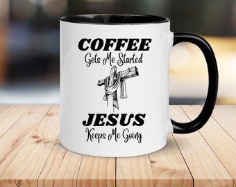 Taza de regalo para pastores, El café me da energía para empezar, Jesús me da fuerzas para seguir adelante