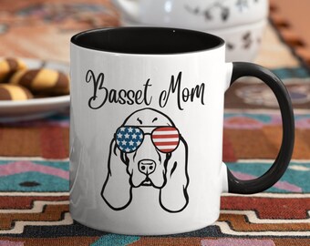 Taza de café para mamá de Basset Hound, regalo único para amantes de los perros
