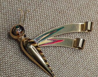 Rare CORO 925 Sterling Silver Gold Vermiel Butteryfly/Insect Brooch