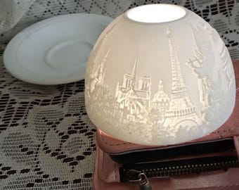 Bernardaud Limoges Paris bei Nacht Lithopane Kerzenhalter