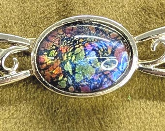 Gld/multi Eemons Blithe Spirit 1962 Glas Cabochon Stab Brosche, 3.5"