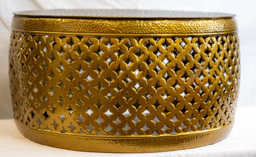 Gold Color Coffee Table, Handmade Coffee Table, Metal Coffee Table