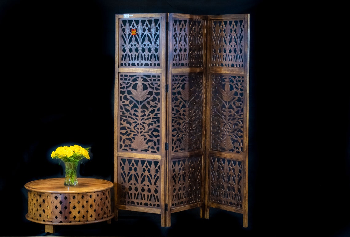 Handmade Room Divider Brown Wooden Partition Room Partition Etsy