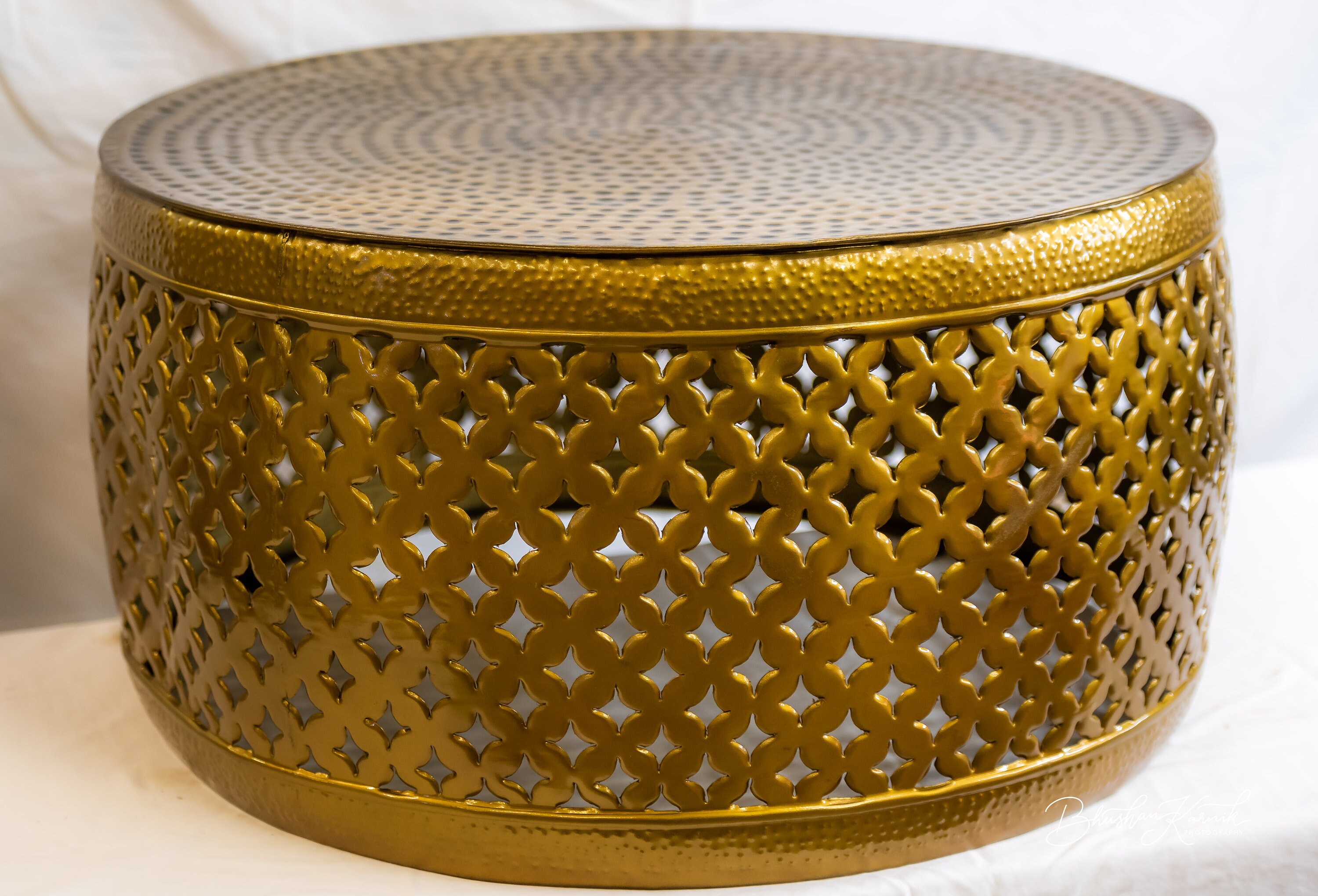 Gold Color Coffee Table, Handmade Coffee Table, Metal Coffee Table