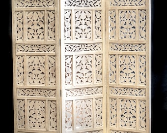 White Room Divider, Handmade Room Divider, Privacy Screen, Room Partition, Mango Wood Room Divider, Room Divider, Room Separator