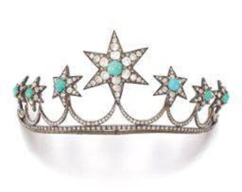 Antique American Diamond crown.925 Sterling silver Handmade item.