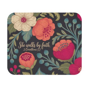 Christian Mousepad Floral Inspirational Desk Accessory Home Office Gift Christian Decor Motivational Mousepad Office Supply for Bible Study