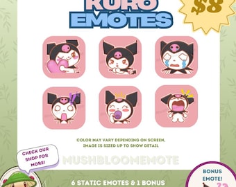 KURO Emote Bundle (6) | Goth Bunny | Kawaii Chibi Emotes | Twitch Discord YouTube | Cute & Sassy Expressions | Stream Stickers | Download