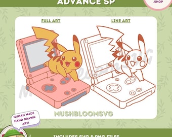 PIKACHU Gameboy Advance SP - Pokemon Instant Download, Pokemon Svg, Pokemon PNG, Pokemon Clipart, Videogame Svg,Cute Svg,Cut File for Cricut