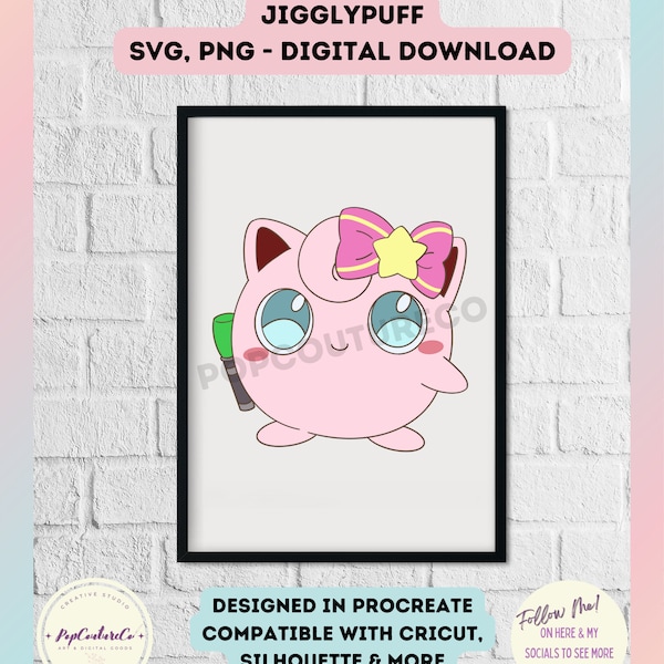 Jigglypuff SVG file for DIY Crafts & Projects; Instant Digital Download; Adorable Jigglypuff Cutfile; Cute Jigglypuff for Cricut; Pokemon