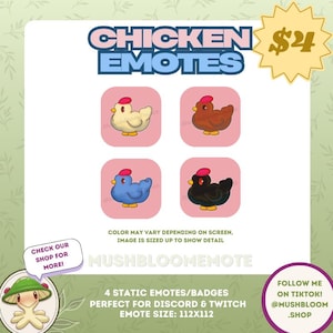 Stardew Valley Chicken Emote Bundle (4) | Cute Farm Animal Emotes | Twitch Discord YouTube | Chibi Cozy Gamer Stickers | Instant Download