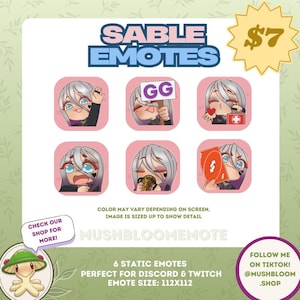 Sable Emote Bundle (6) | Cute Gamer Emotes | Twitch Discord YouTube | DBD Survivor Expressions | Chibi Style | Stream Stickers | Download