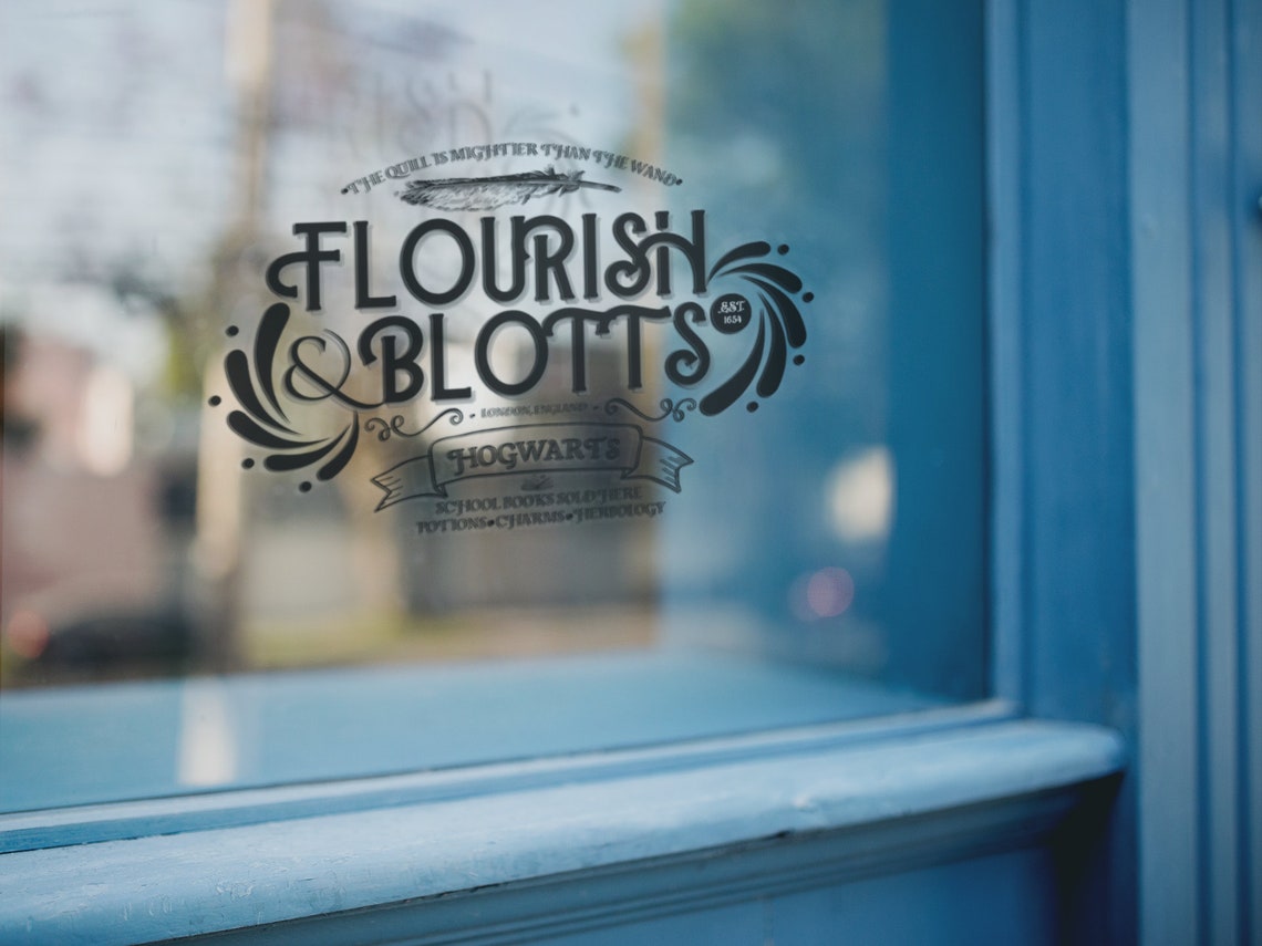 FLOURISH & BLOTTS Digital Download, Flourish and Blotts SVG Png, Wizard